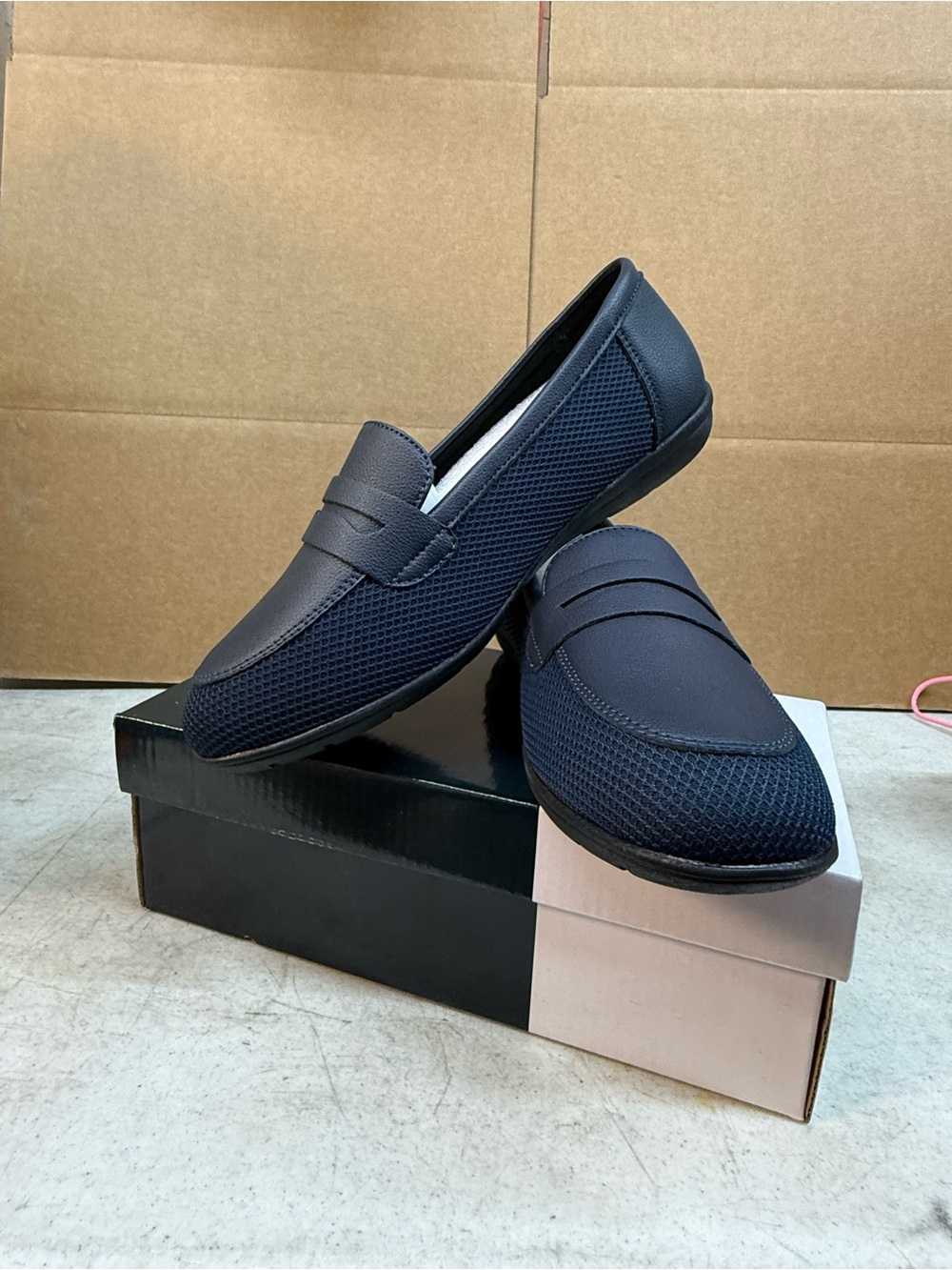 Women's Navy Slip-On Loafers - Casual Flats